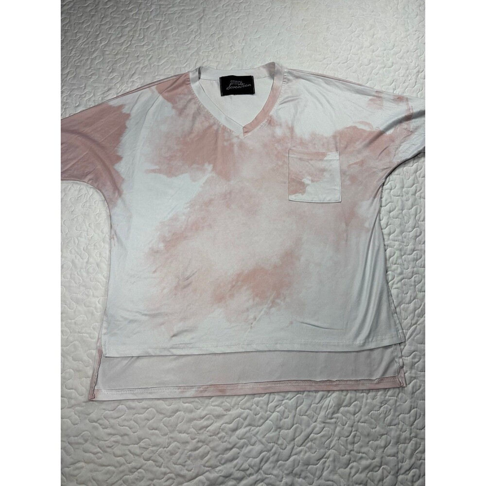 Stitch Seventeen Pink Tie Dye Elbow Sleeve Pocket Tshirt size medium